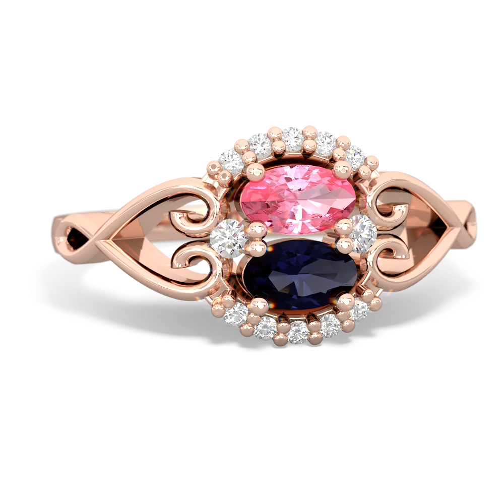 Lab Pink Sapphire Love Nest 14K Rose Gold ring R5860