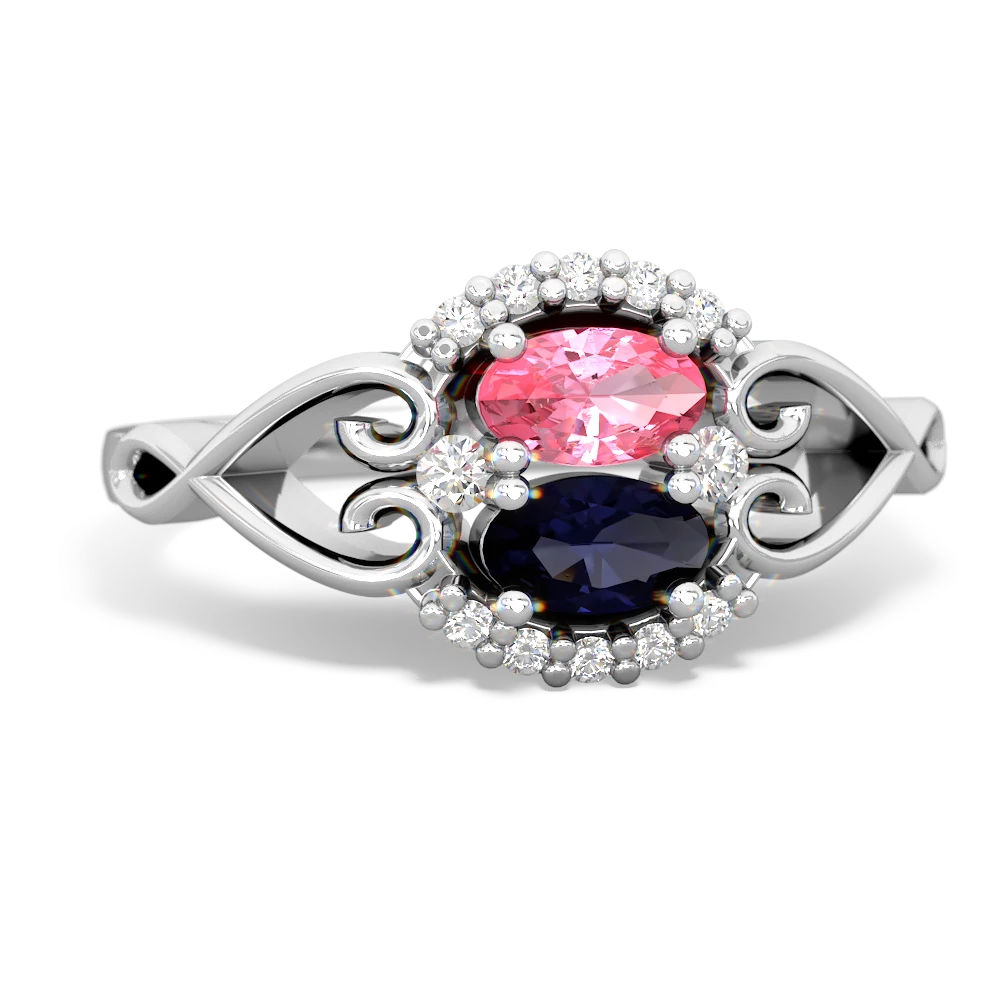 Lab Pink Sapphire Love Nest 14K White Gold ring R5860