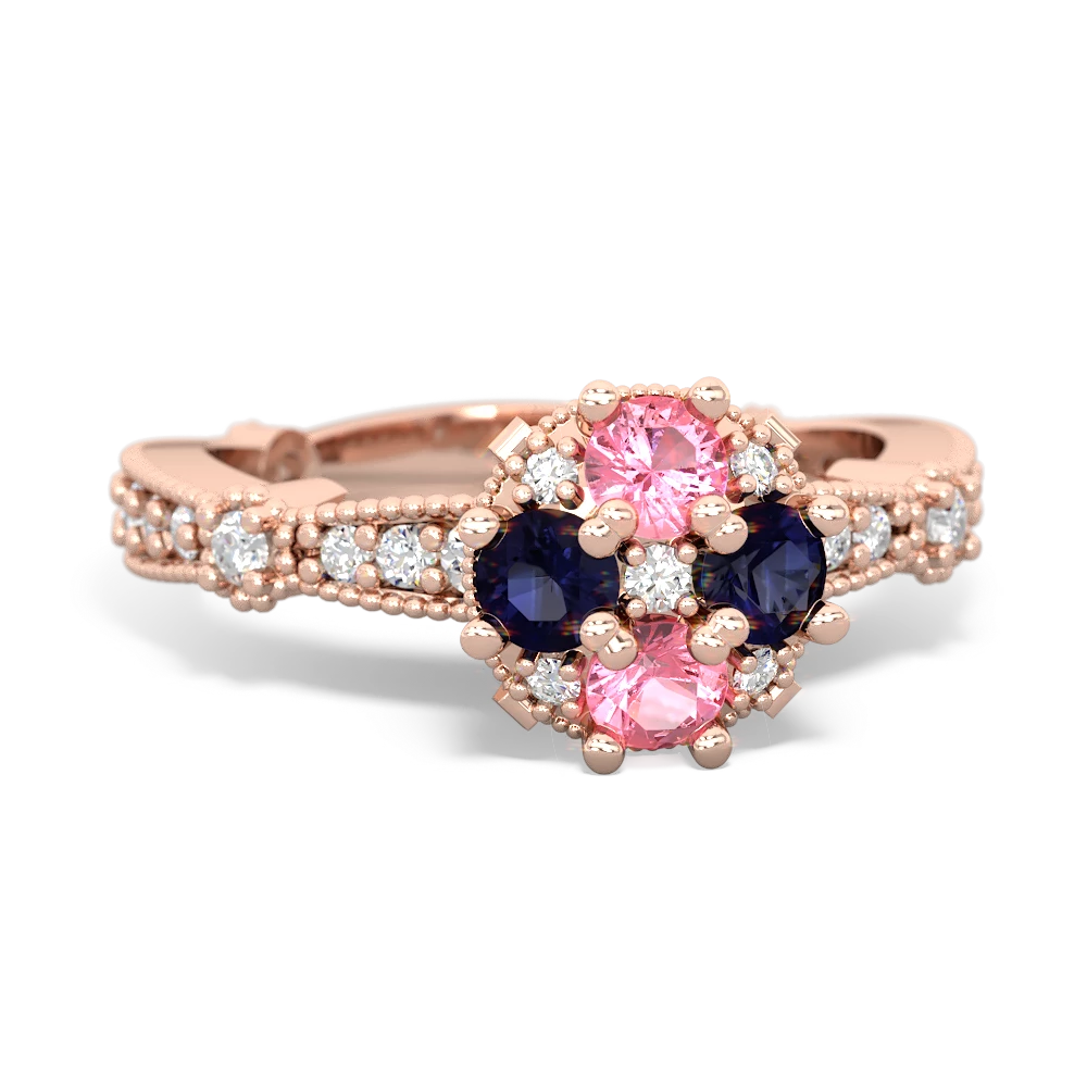 Lab Pink Sapphire Sparkling Tiara Cluster 14K Rose Gold ring R26293RD