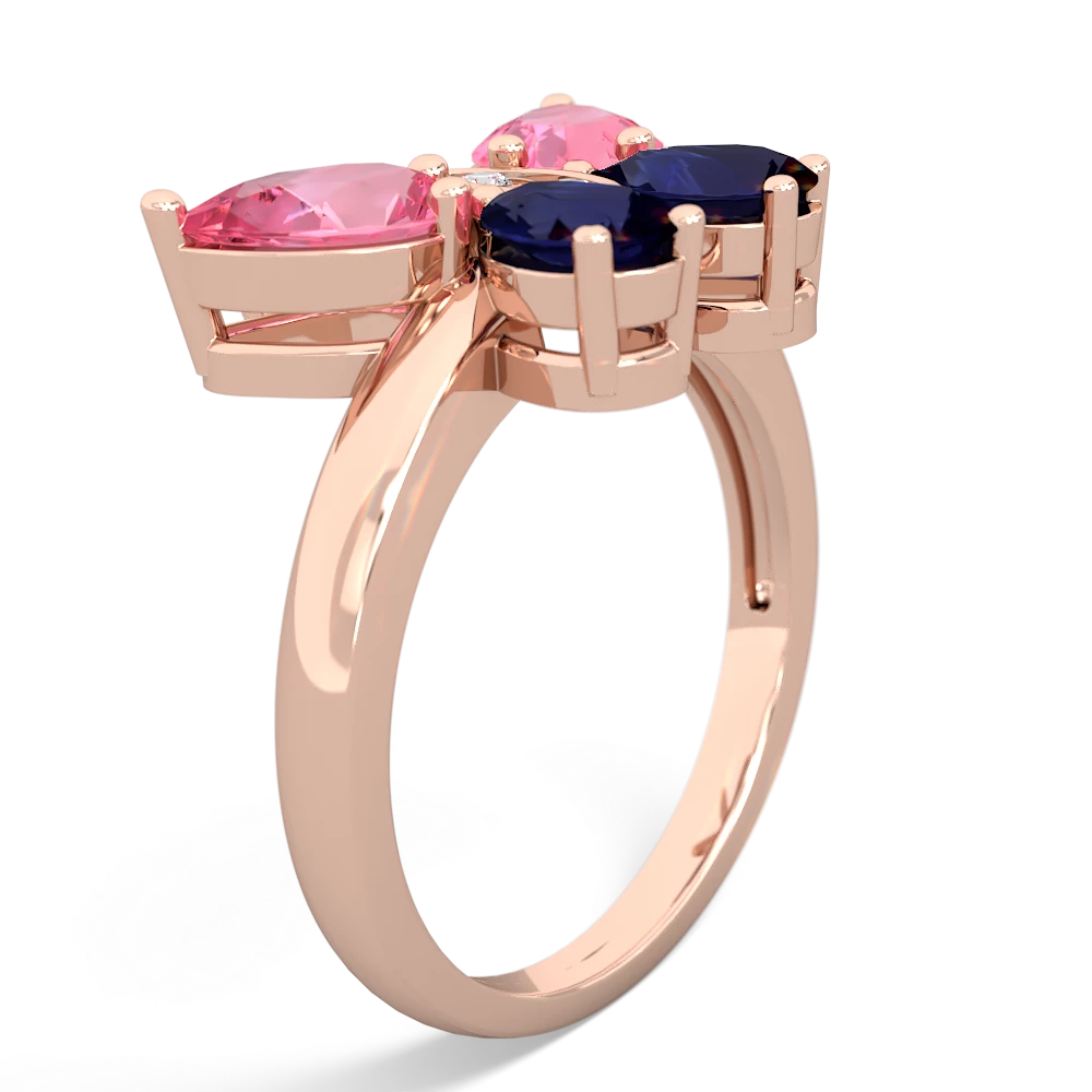 Lab Pink Sapphire Butterfly 14K Rose Gold ring R2215