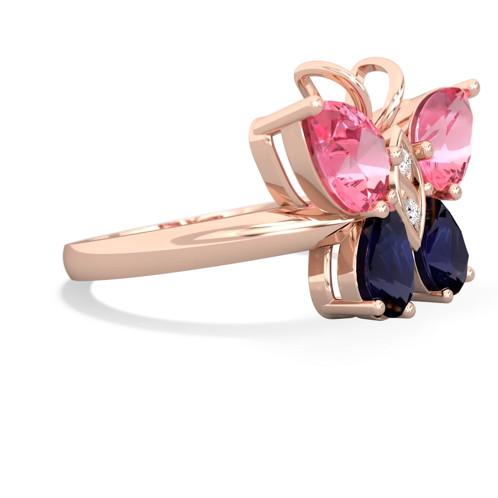 Lab Pink Sapphire Butterfly 14K Rose Gold ring R2215