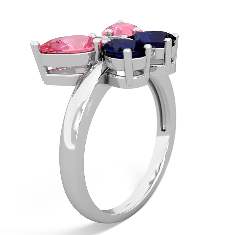 Lab Pink Sapphire Butterfly 14K White Gold ring R2215