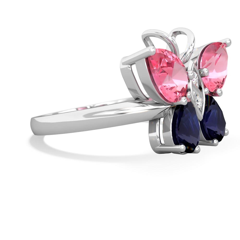 Lab Pink Sapphire Butterfly 14K White Gold ring R2215