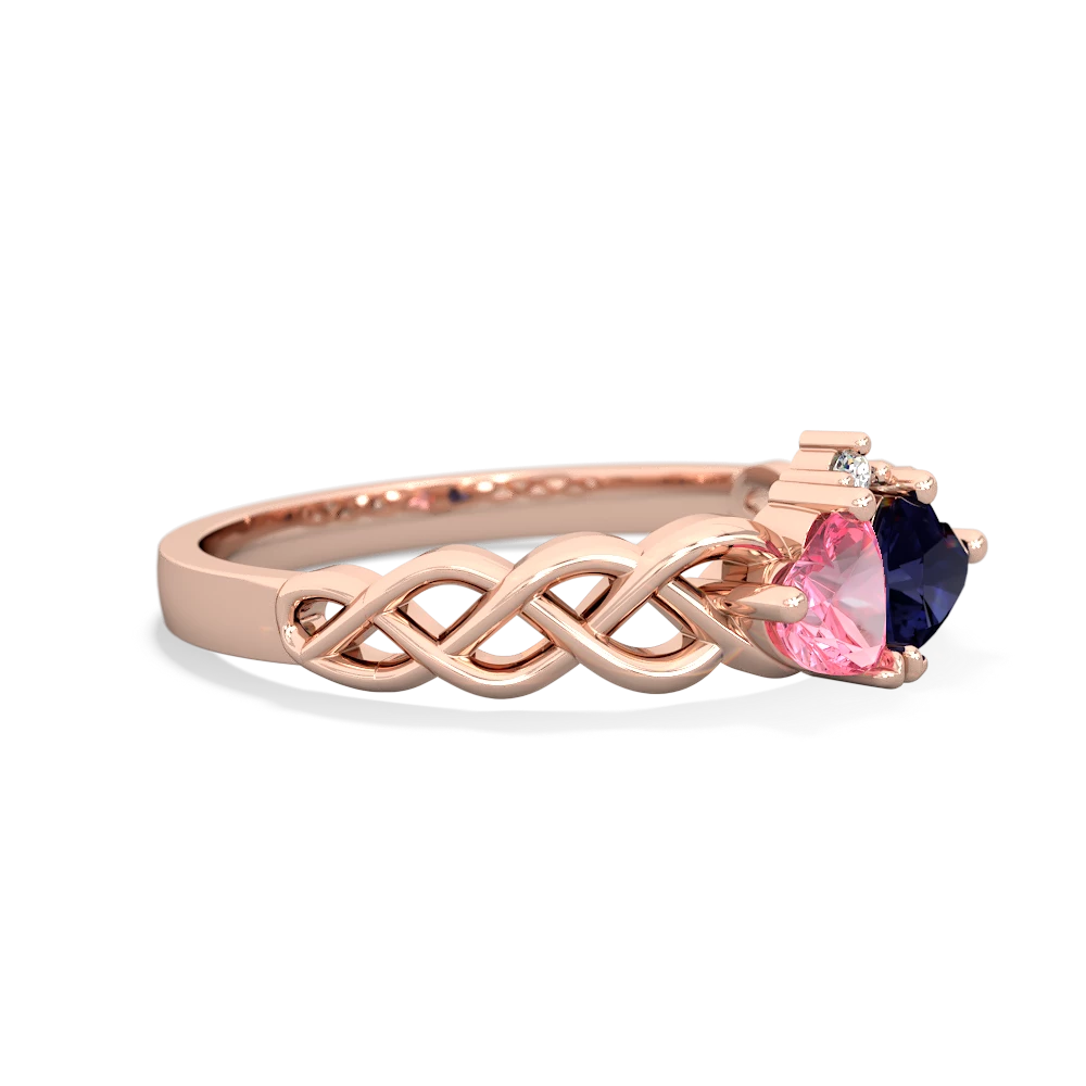 Lab Pink Sapphire Heart To Heart Braid 14K Rose Gold ring R5870