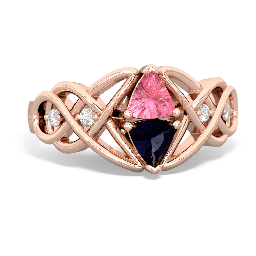 Lab Pink Sapphire Keepsake Celtic Knot 14K Rose Gold ring R5300