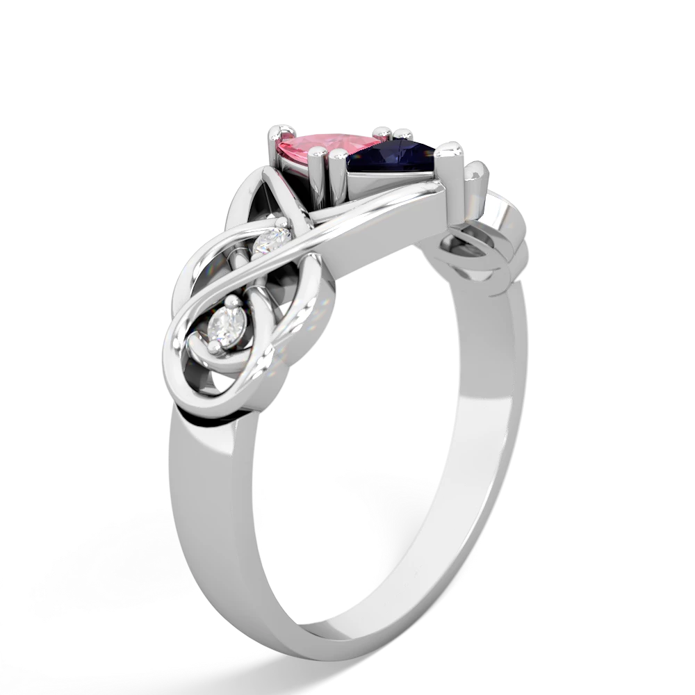 Lab Pink Sapphire Keepsake Celtic Knot 14K White Gold ring R5300