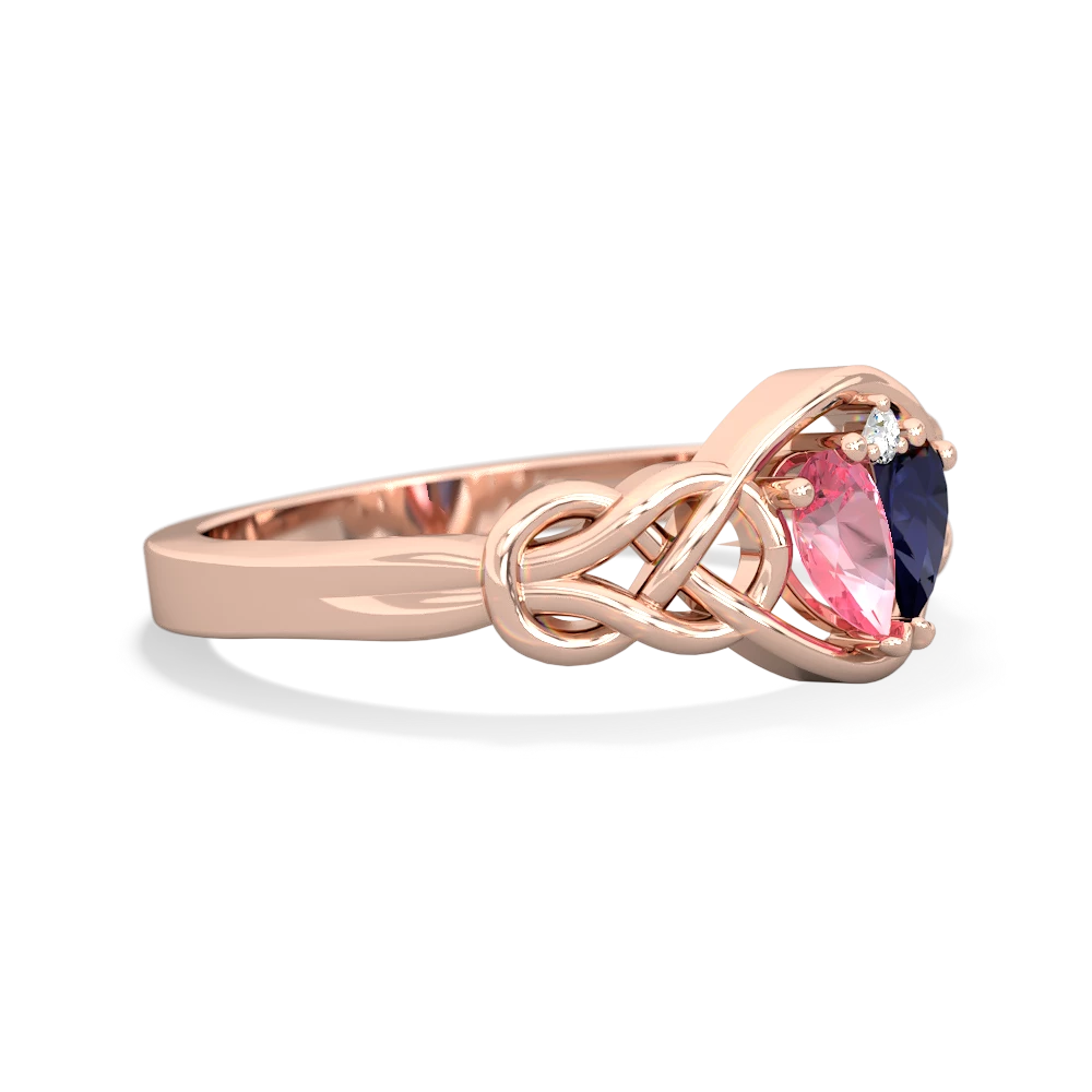 Lab Pink Sapphire Celtic Love Knot 14K Rose Gold ring R5420