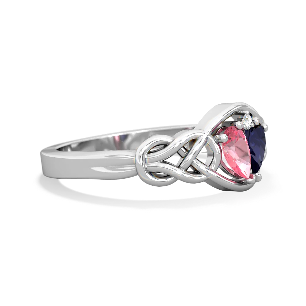 Lab Pink Sapphire Celtic Love Knot 14K White Gold ring R5420