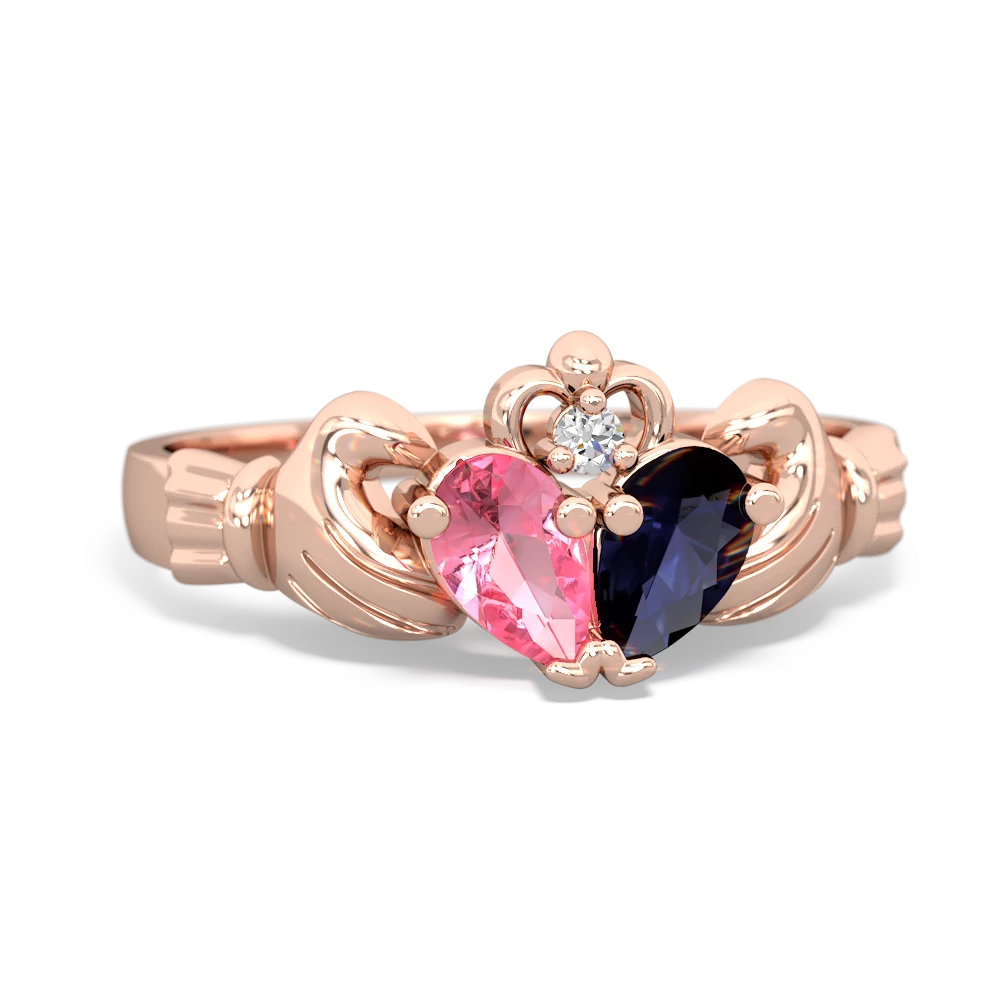 Lab Pink Sapphire 'Our Heart' Claddagh 14K Rose Gold ring R2388