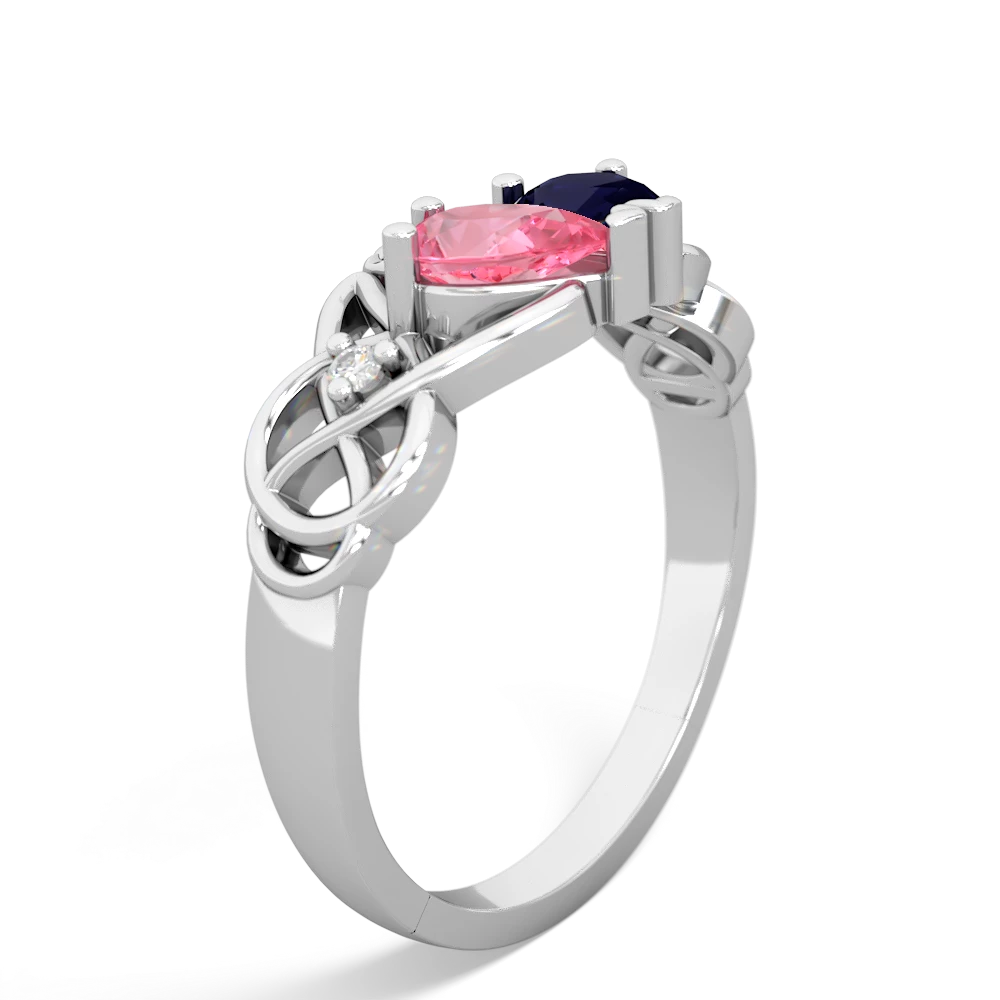 Lab Pink Sapphire 'One Heart' Celtic Knot Claddagh 14K White Gold ring R5322