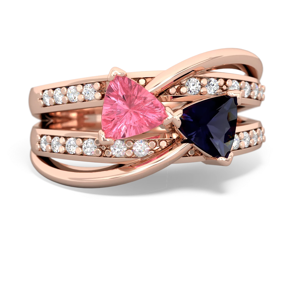 Lab Pink Sapphire Bowtie 14K Rose Gold ring R2360