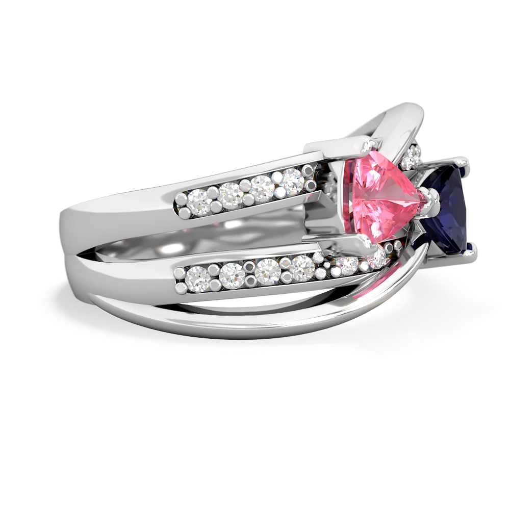 Lab Pink Sapphire Bowtie 14K White Gold ring R2360