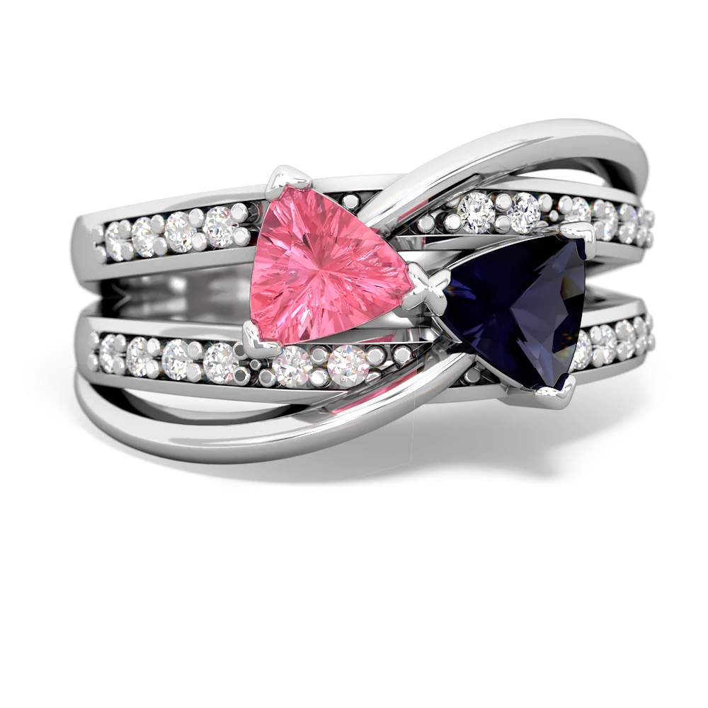 Lab Pink Sapphire Bowtie 14K White Gold ring R2360