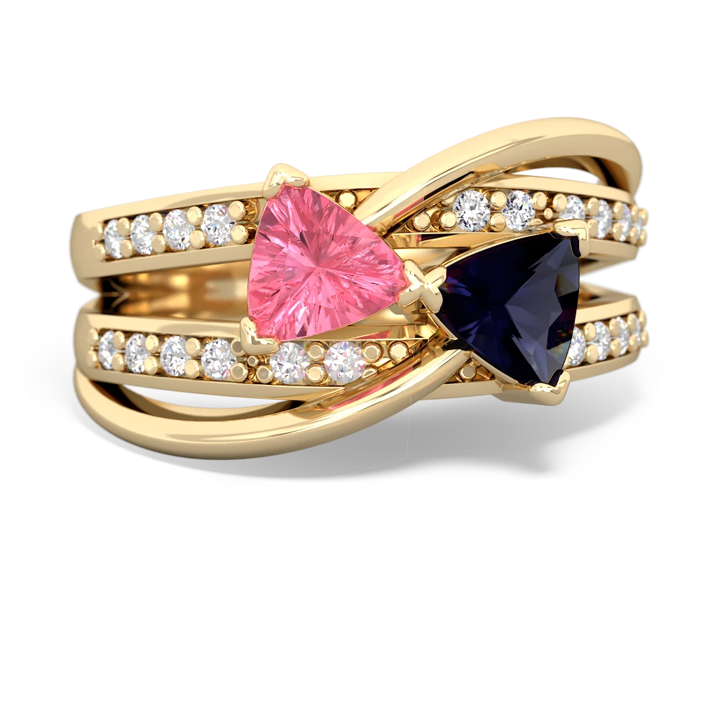 Lab Pink Sapphire Bowtie 14K Yellow Gold ring R2360