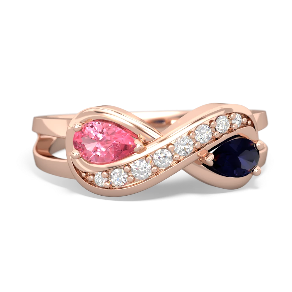 Lab Pink Sapphire Diamond Infinity 14K Rose Gold ring R5390