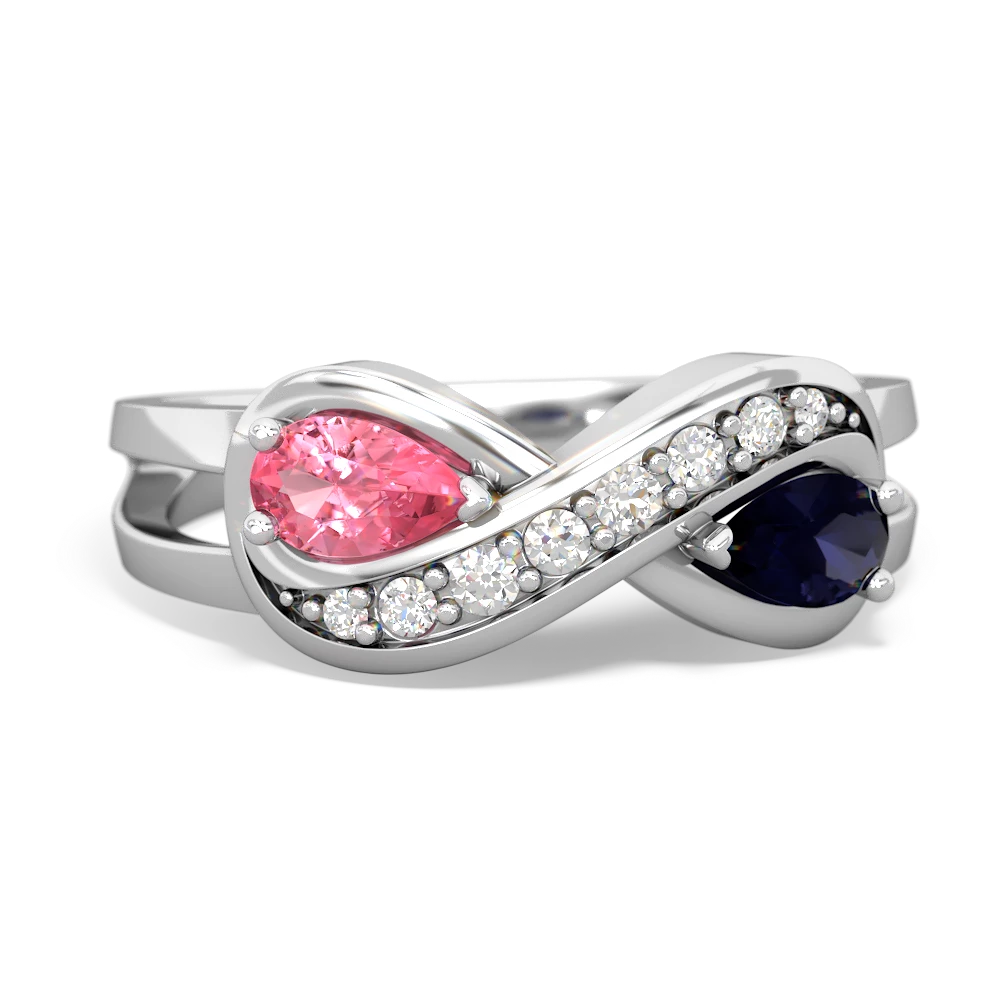 Lab Pink Sapphire Diamond Infinity 14K White Gold ring R5390