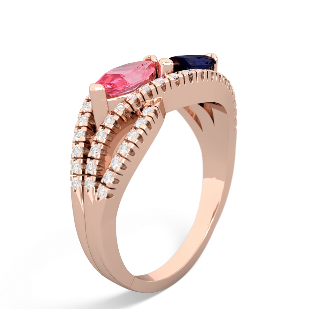 Lab Pink Sapphire Diamond Rivers 14K Rose Gold ring R3070