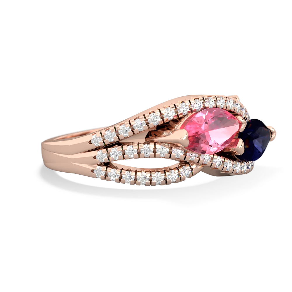 Lab Pink Sapphire Diamond Rivers 14K Rose Gold ring R3070