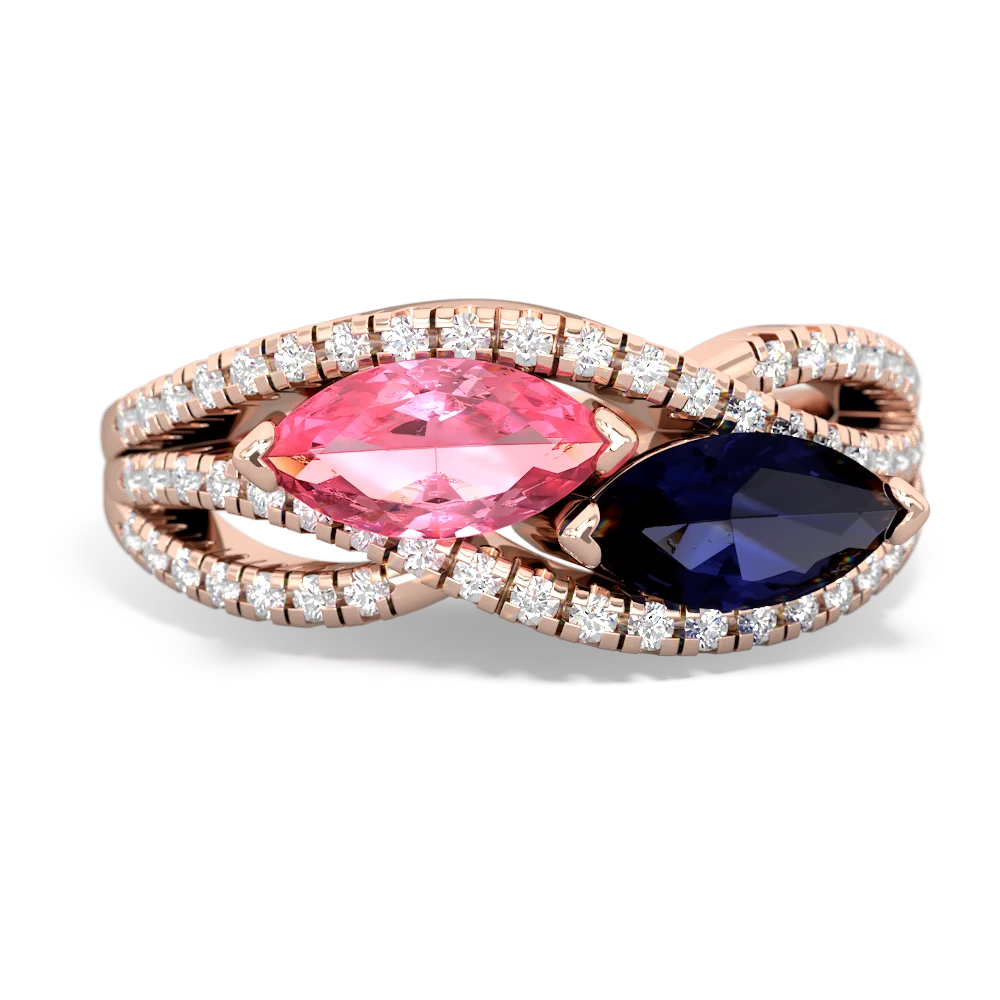 Lab Pink Sapphire Diamond Rivers 14K Rose Gold ring R3070