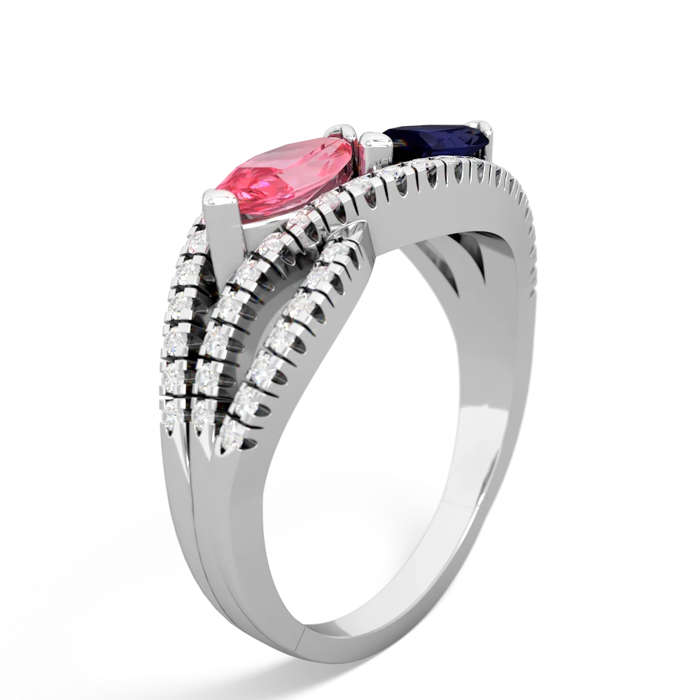 Lab Pink Sapphire Diamond Rivers 14K White Gold ring R3070