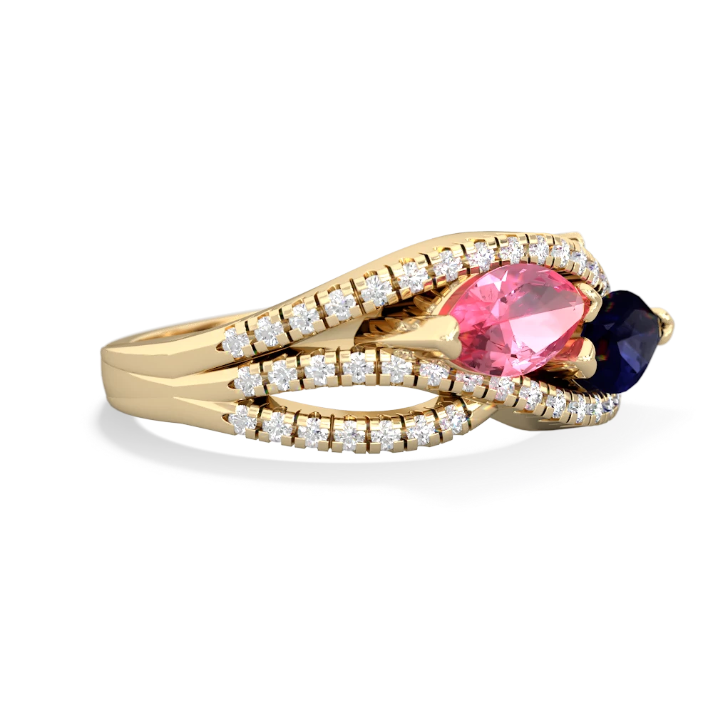 Lab Pink Sapphire Diamond Rivers 14K Yellow Gold ring R3070