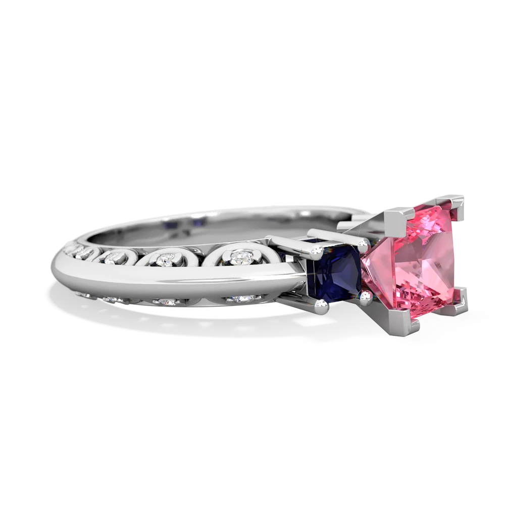 Lab Pink Sapphire Eternal Embrace Engagement 14K White Gold ring C2001