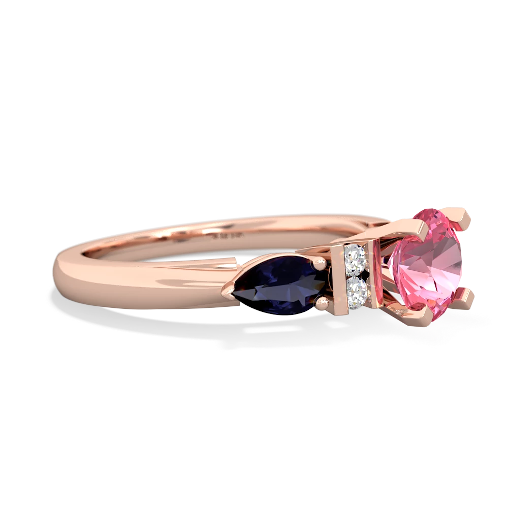 Lab Pink Sapphire 6Mm Round Eternal Embrace Engagement 14K Rose Gold ring R2005