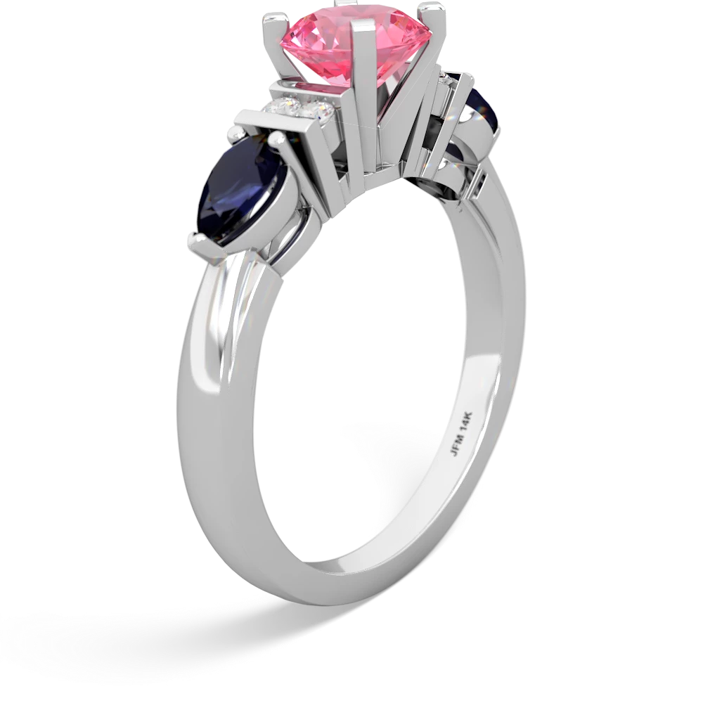 Lab Pink Sapphire 6Mm Round Eternal Embrace Engagement 14K White Gold ring R2005
