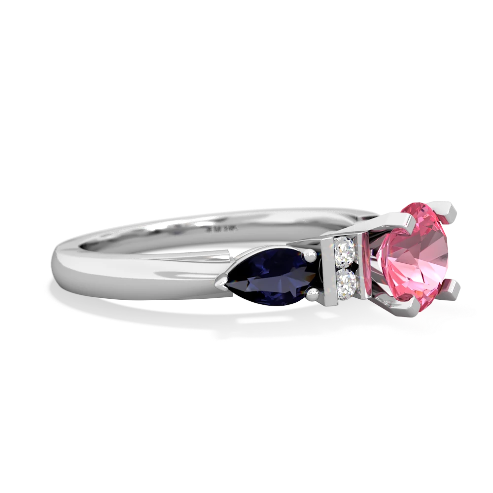 Lab Pink Sapphire 6Mm Round Eternal Embrace Engagement 14K White Gold ring R2005