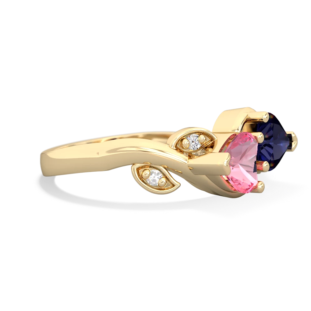 Lab Pink Sapphire Floral Elegance 14K Yellow Gold ring R5790