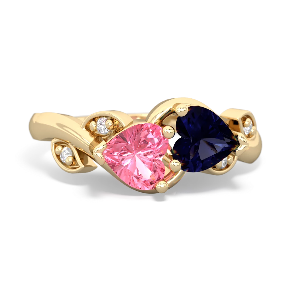 Lab Pink Sapphire Floral Elegance 14K Yellow Gold ring R5790