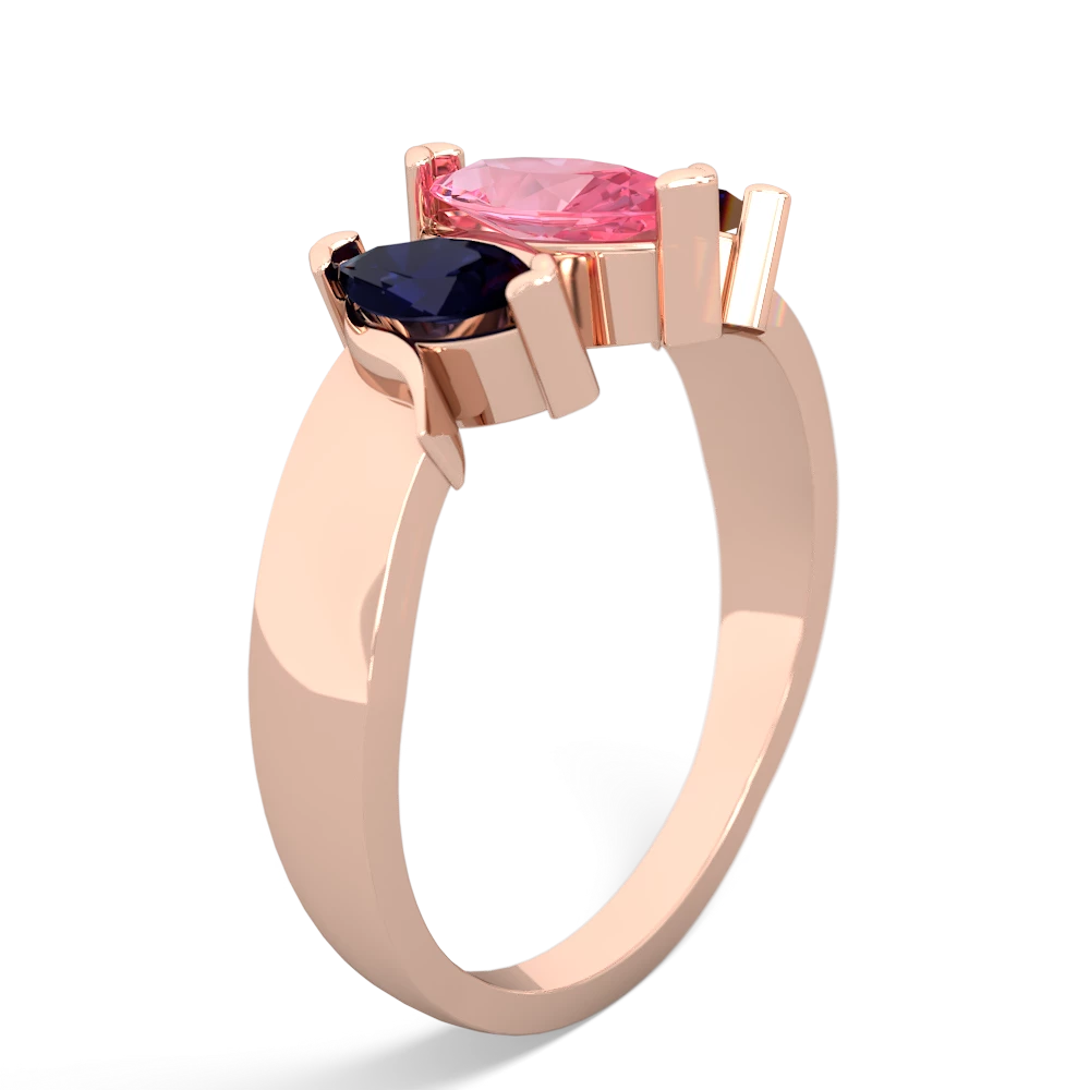 Lab Pink Sapphire Three Peeks 14K Rose Gold ring R2433