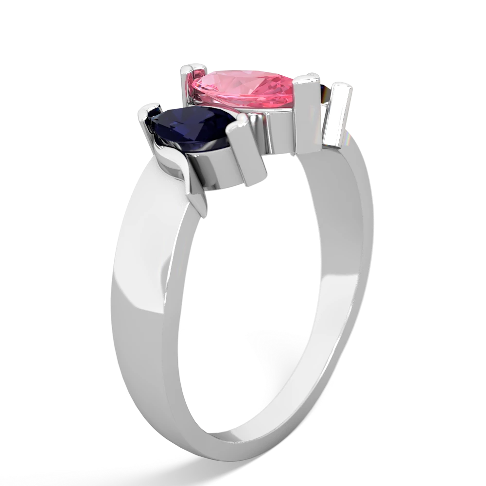 Lab Pink Sapphire Three Peeks 14K White Gold ring R2433