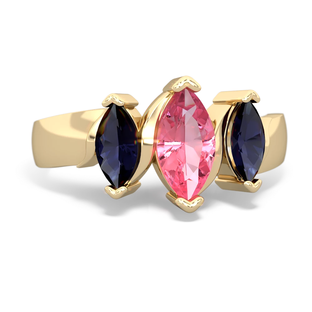 Lab Pink Sapphire Three Peeks 14K Yellow Gold ring R2433