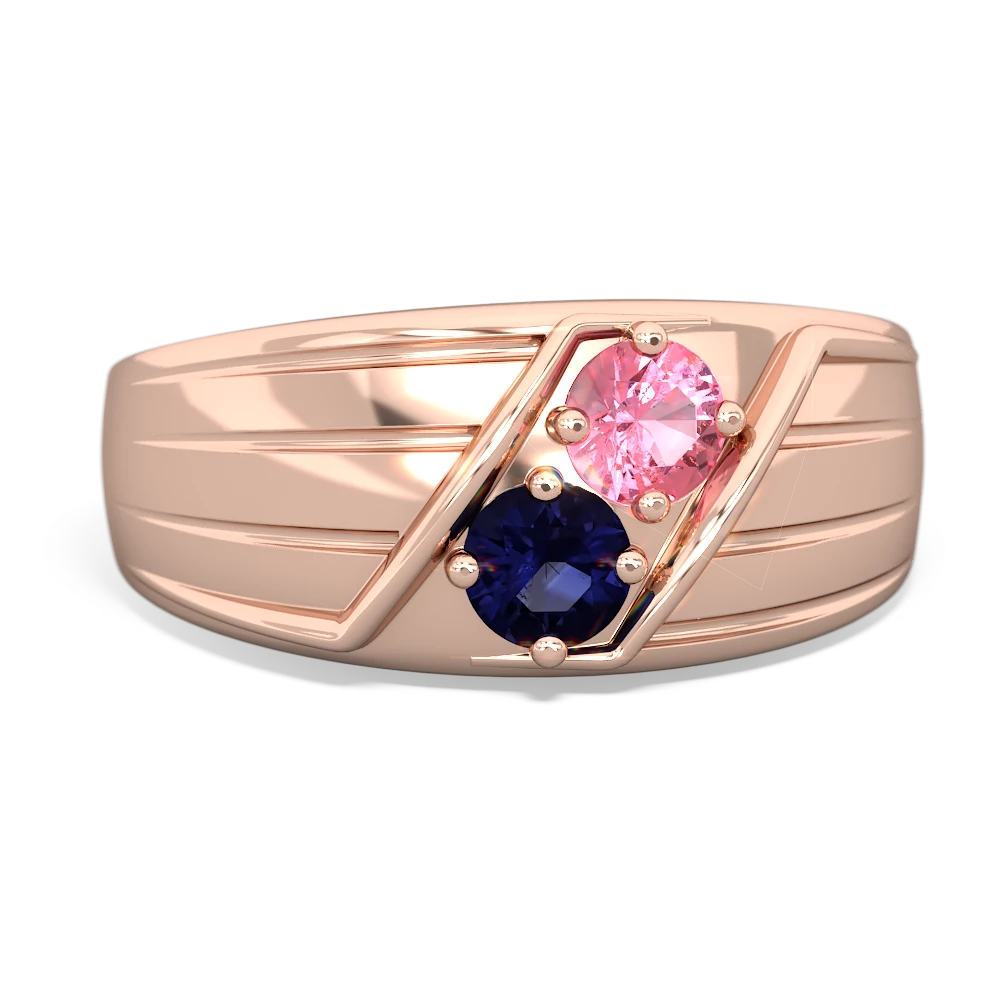 Lab Pink Sapphire Men's Streamline 14K Rose Gold ring R0460