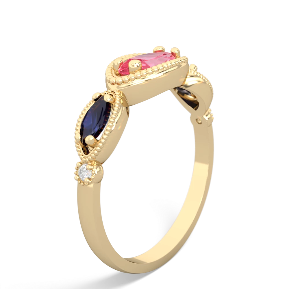 Lab Pink Sapphire Milgrain Marquise 14K Yellow Gold ring R5700