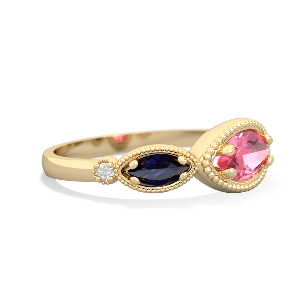 Lab Pink Sapphire Milgrain Marquise 14K Yellow Gold ring R5700