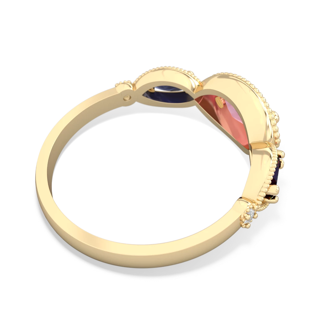 Lab Pink Sapphire Milgrain Marquise 14K Yellow Gold ring R5700