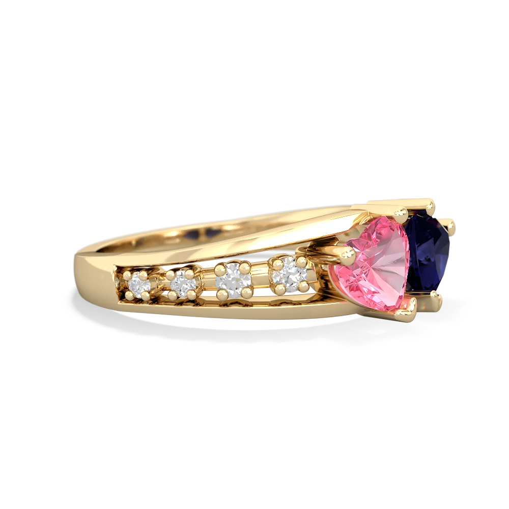 Lab Pink Sapphire Heart To Heart 14K Yellow Gold ring R3342