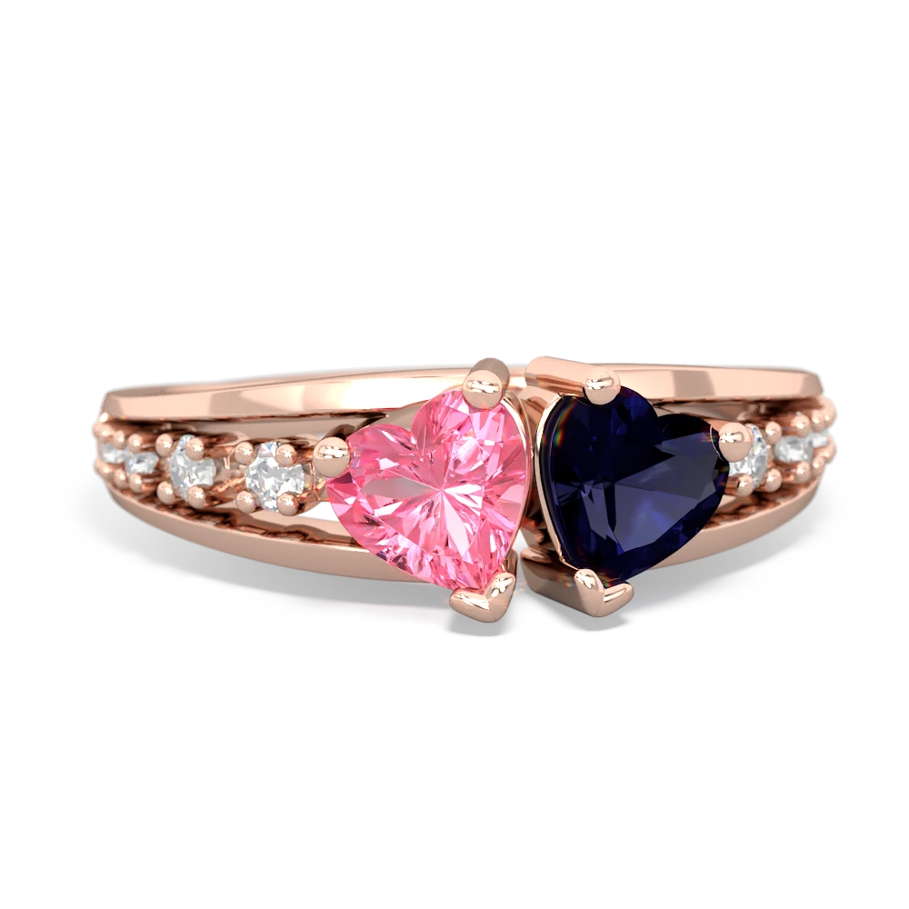 Lab Pink Sapphire Heart To Heart 14K Rose Gold ring R3342