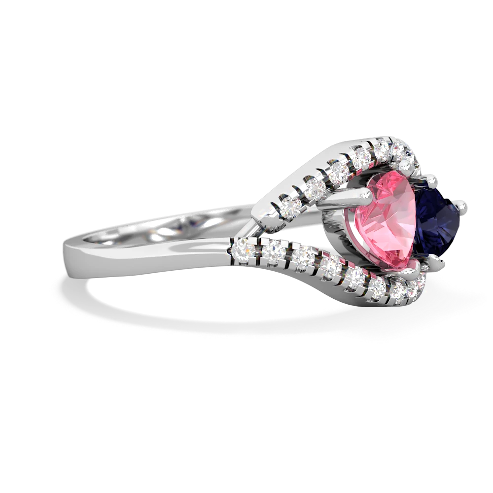 Lab Pink Sapphire Mother And Child 14K White Gold ring R3010