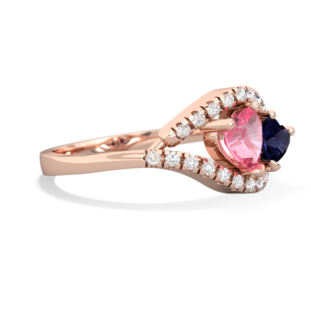 Lab Pink Sapphire Mother And Child 14K Rose Gold ring R3010