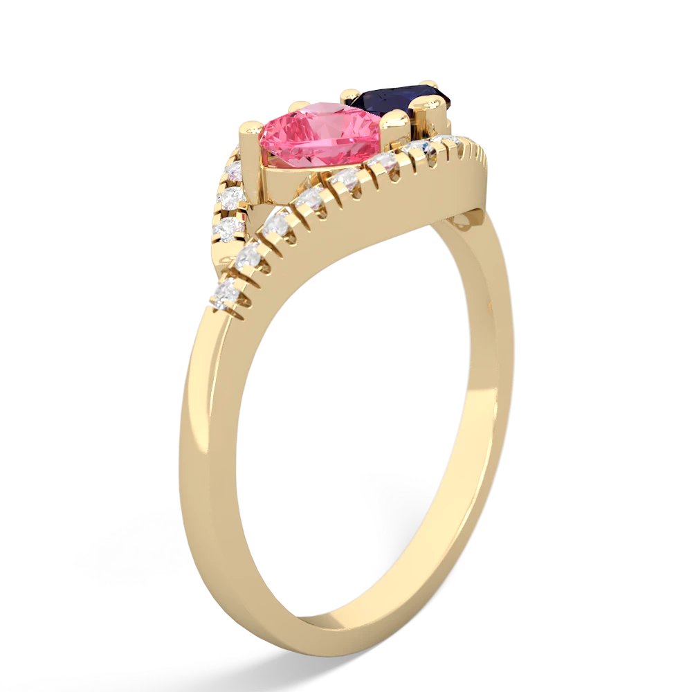 Lab Pink Sapphire Mother And Child 14K Yellow Gold ring R3010