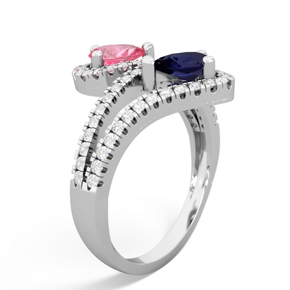 Lab Pink Sapphire Diamond Dazzler 14K White Gold ring R3000