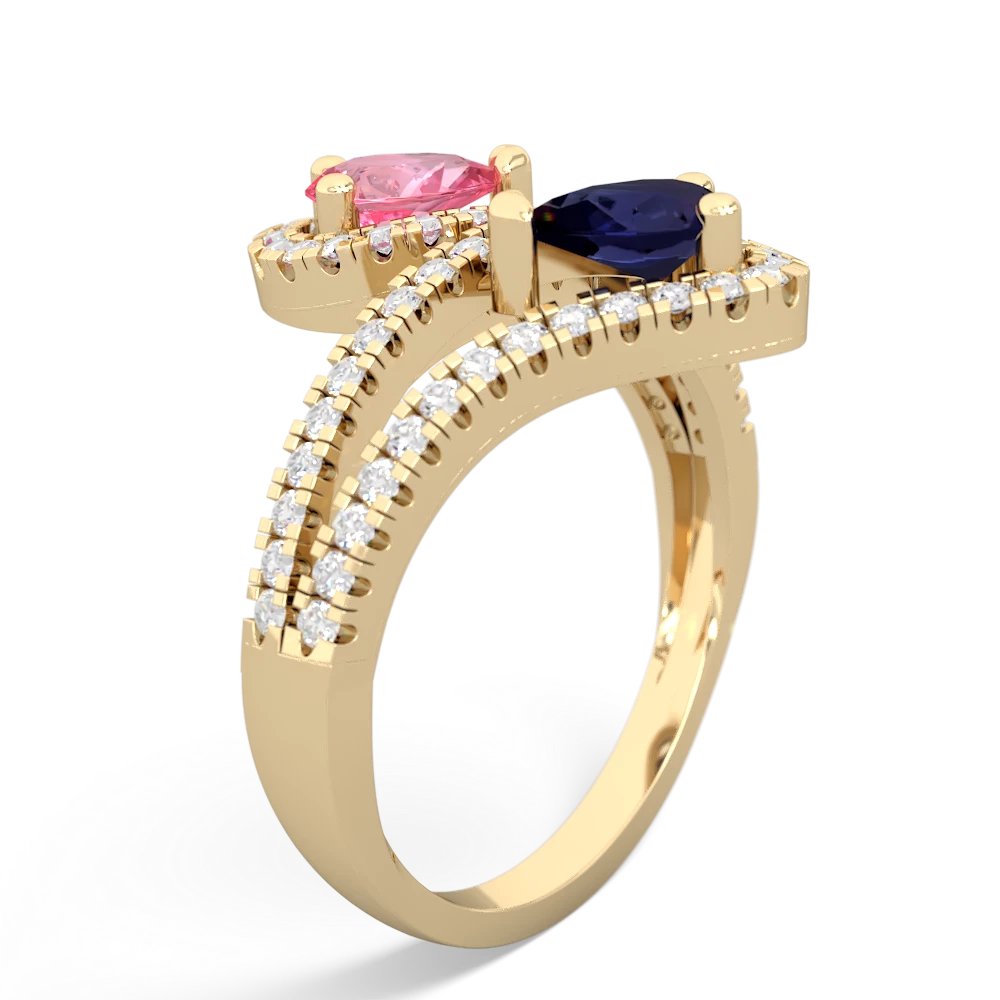 Lab Pink Sapphire Diamond Dazzler 14K Yellow Gold ring R3000