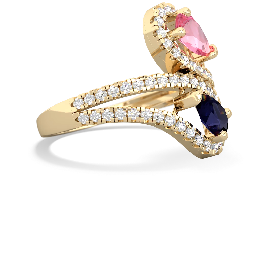 Lab Pink Sapphire Diamond Dazzler 14K Yellow Gold ring R3000