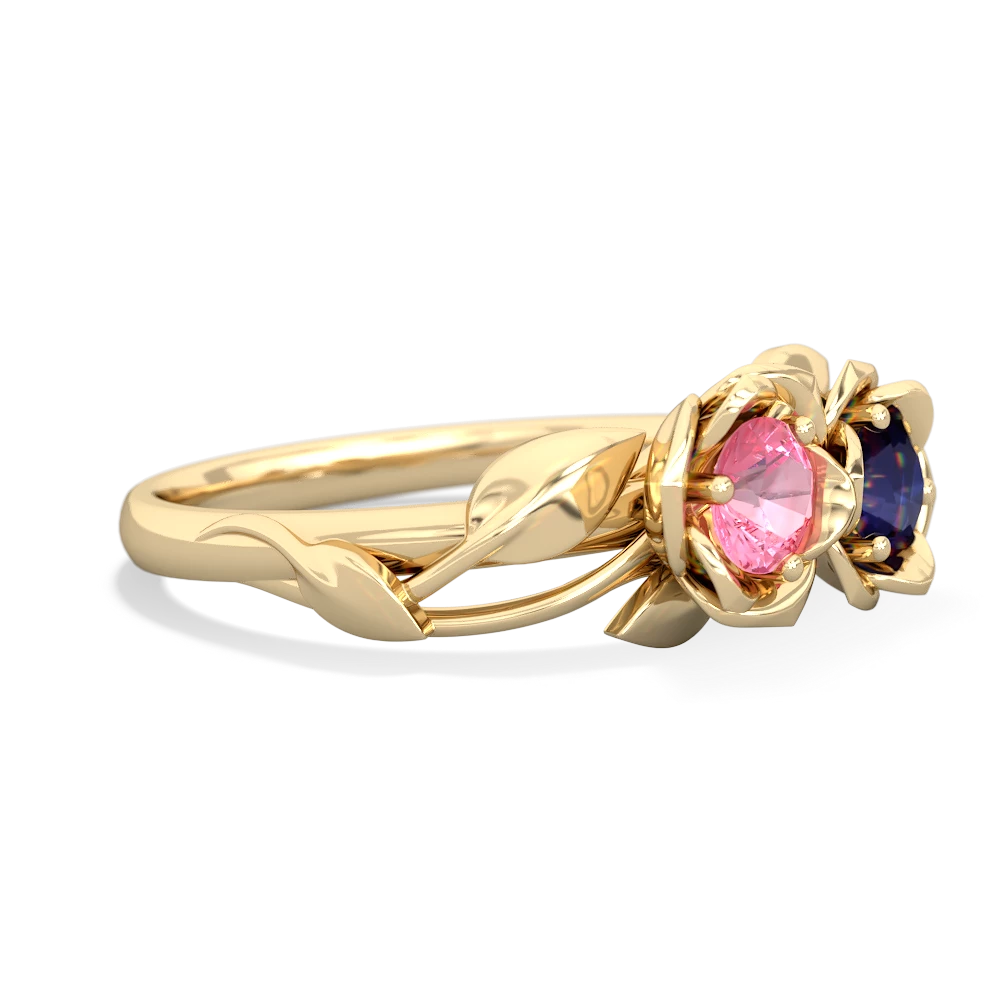 Lab Pink Sapphire Rose Garden 14K Yellow Gold ring R5510