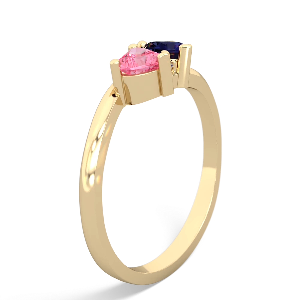 Lab Pink Sapphire Sweethearts 14K Yellow Gold ring R5260