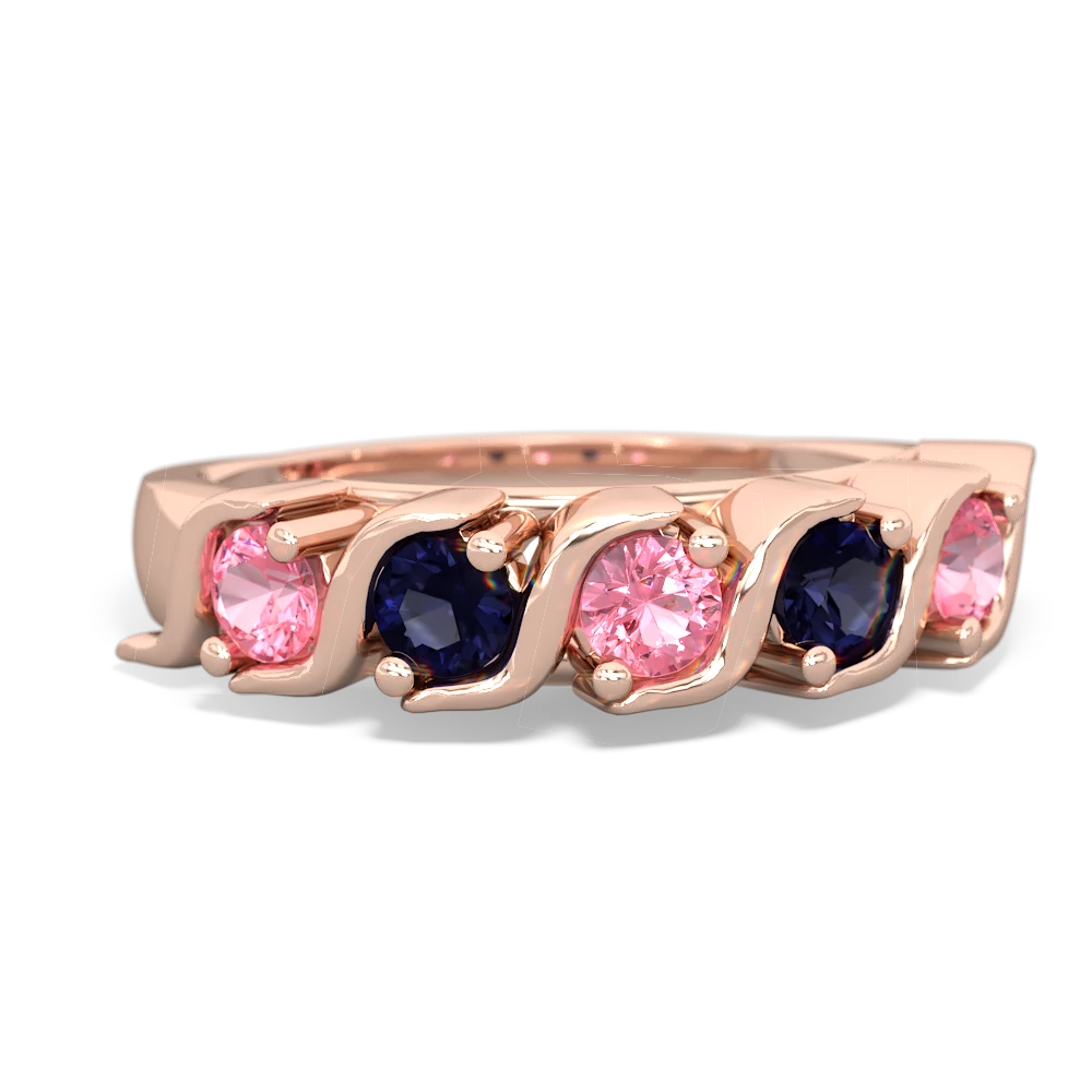 Lab Pink Sapphire Anniversary Band 14K Rose Gold ring R2089