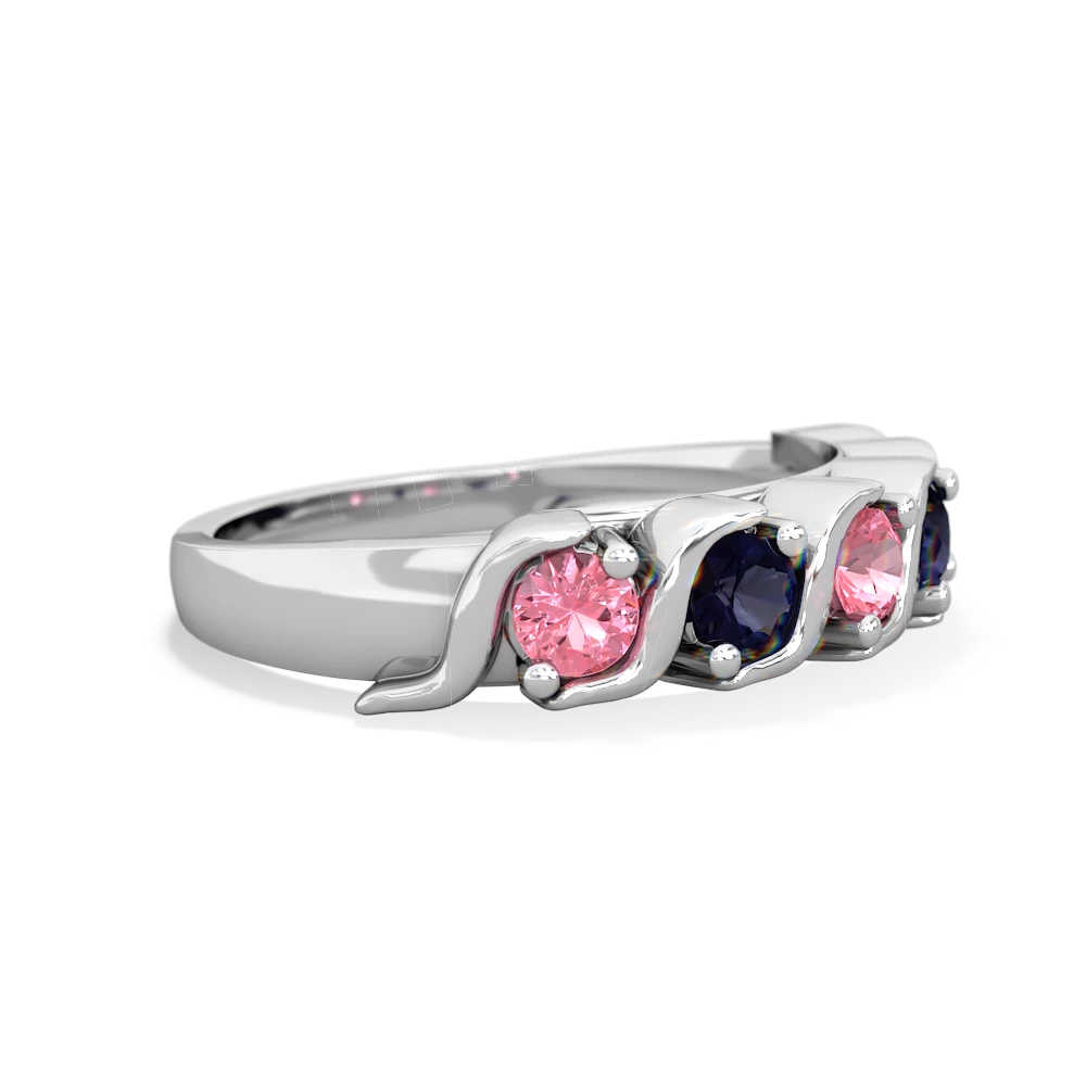 Lab Pink Sapphire Anniversary Band 14K White Gold ring R2089